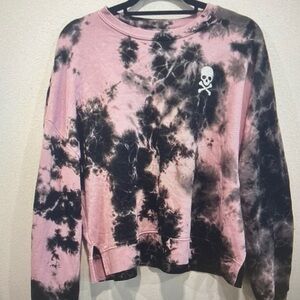 SoulCycle Pink and Black Tie-Dye Sweatshirt